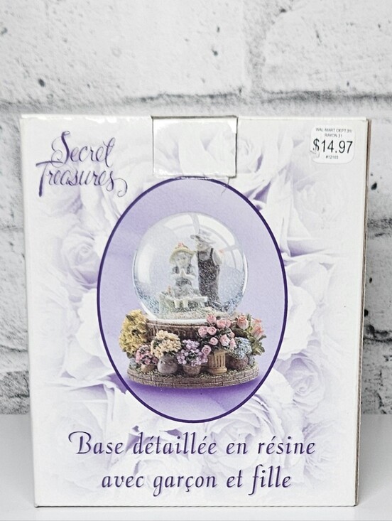 Other - Secret Treasures Musical Snow Globe Boy & Girl Friend Resin Base NIB